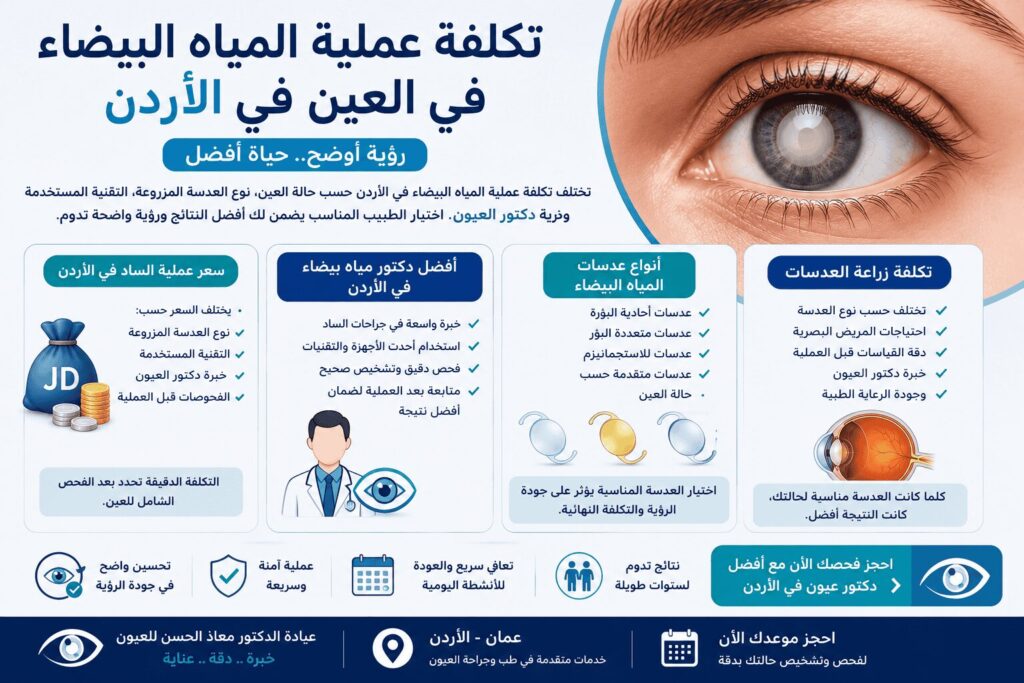 تكلفة عملية المياه البيضاء في العين في الاردن